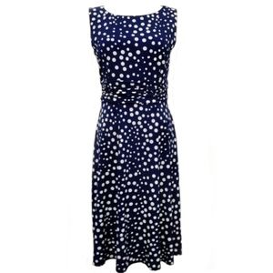 Dressbarn Sleeveless Polka Dot Dress Blue & White